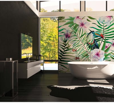 Fotobehang Toucan3 DD116611 A.S. Création Greenery Groen Roze Vlies 260 x 260 cm (2 Teile) 3D Fotobehang