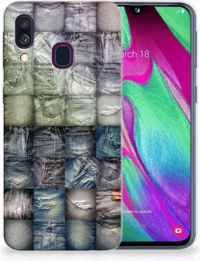 Silicone Back Cover Samsung Galaxy A40 Spijkerbroeken