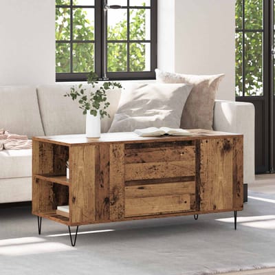 vidaXL - Salontafel - Oud - Hout - 102 - x - 44,5 - x - 50 - cm - Bewerkt - hout