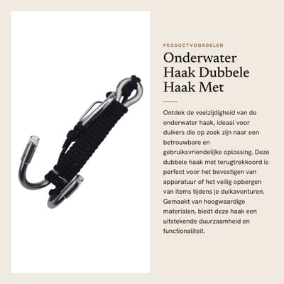 Dailygoods- Reef Haak Dubbele Haak - Roterende Koord - Roestvrij Staal - Duikaccessoire - Corrosiebestendig - Afmetingen 14 x 6 x 5 cm - Duikhaak