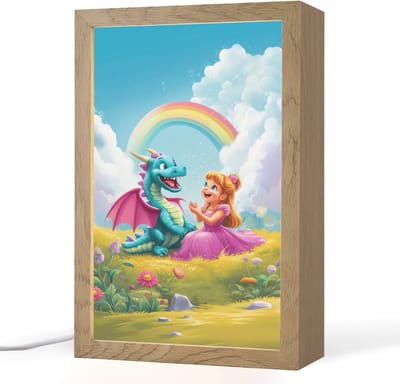 Nachtlampje 20x30 cm - Kinder lampje - Prinses - Draak - Regenboog - Tafellamp kinderkamer - Slaapkamer lamp - Bedlamp kinderen - Kinderlampje stopcontact - Wandlamp babykamer - Nachtlampjes