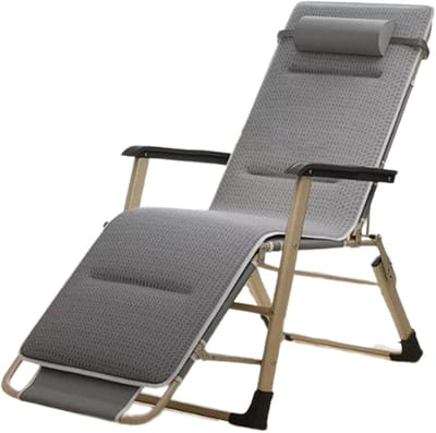 Opvouwbare Relaxstoel - Loungestoel Vouwstoel - Ontspannen Buiten - Verstelbare Hoofdsteun - 108x60x100cm - Donkergrijs