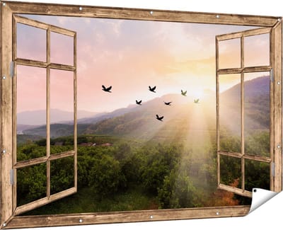 Gards Tuinposter Leeuw - Leeuwenkop - 90x60 cm - Tuindoek - Tuindecoratie - Wanddecoratie buiten - Tuinschilderij