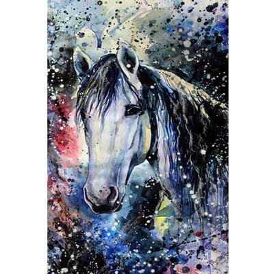 Volledige boor ronde stenen diamant schilderij borduurwerk diamant mozaïek dier paard 20X30CM black