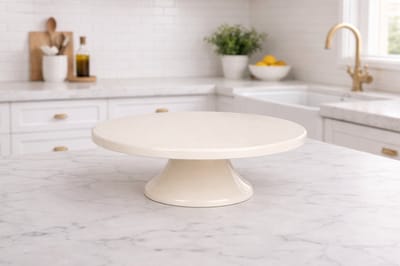 Mevaz Keramisch Taartplateau met Voet – Wit – Ø28 × 9 cm – Serveerschaal voor Taarten & Gebak