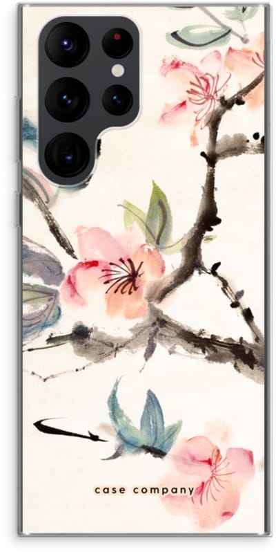 Case Company® - Hoesje geschikt voor Samsung Galaxy S22 Ultra hoesje - Japanse bloemen - Soft Cover Telefoonhoesje - Bescherming aan alle Kanten en Schermrand