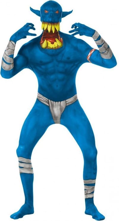 Morphsuits™ Orc Jaw Dropper Blauw - SecondSkin - Verkleedkleding - 152/160 cm