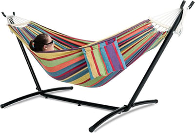 Dubbele Hangmat - Buitenbed - Ontspannen Buiten - Verbeterde Spreidstok - Tot 136 kg - Multicolor