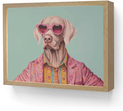 Wandlamp 40x30 cm - Oplaadbaar - Hond - Overhemd - Bloemen - Bril - Wandlampen binnen woonkamer - Slaapkamer lamp - Decoratieve nachtlamp - Vloerlamp draadloos