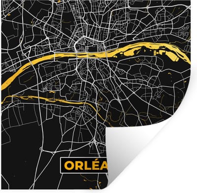 Muurstickers - Sticker Folie - Kaart - Orléans - Stadskaart - Frankrijk - Plattegrond - 100x100 cm - Plakfolie - Muurstickers Kinderkamer - Zelfklevend Behang XXL - Zelfklevend behangpapier - Stickerfolie