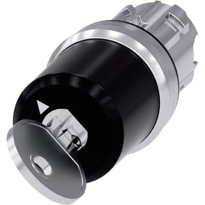 Siemens 3SU10505BF010AA0 3SU1050-5BF01-0AA0 Sleutelschakelaar Metalen frontring, Hoogglans Sleutel Zwart 1 x 90 ° Sleutel-ontgrendeling 1 stuk(s)