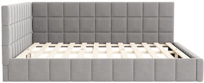 Gotagee Gestoffeerde bed Slaapbank 160x200 multifunctioneel bed met lattenbodem van fluweelstof grijs,zonder Matras