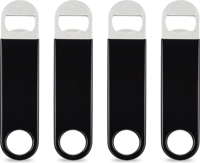 Relaxdays bieropener - flesopener bier - set van 4 stuks - gastronomie - roestvrij staal