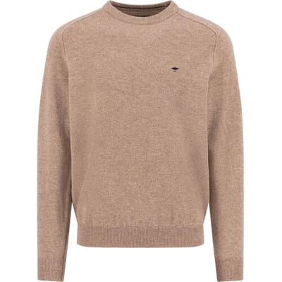 Fynch-Hatton Trui Supersoft Lambswool O-Neck Taupe / male