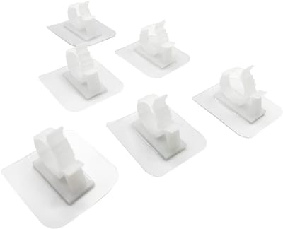 6-Pack Zelfklevende Slangklemmen, Verstelbare Kabelklemmen, Multifunctionele Kabelbeheersclips voor Water- en Gasleidingen (Wit)
