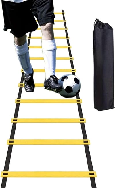 Snelheidsladder Set - Behendigheidstrainer - Sportprestaties Verbeteren - Duurzaam PP Materiaal - 6 Meter 12 Sporten - Zwart