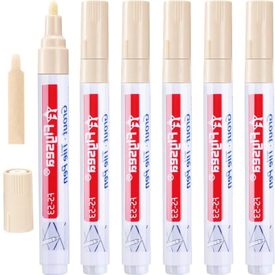 6 Stuks Voegenhersteller Pen voor Tegels, Vloeren, Badkamer en Keuken (Beige) - Ideaal voor Renovatie en Onderhoud
