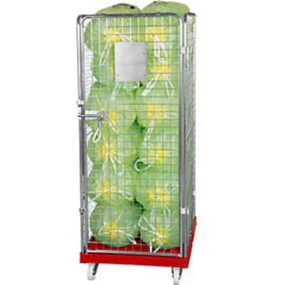 Gaascontainer 4-zijdig, 1600 bruikbare hoogte op kunststof rolcontainer, vuurrood RAL3000