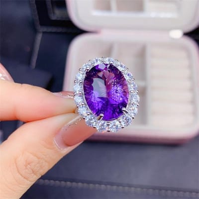 POMOiii Nieuwe Geometrie Temperament Ovale Vorm Paarse Ring voor Vrouwen Charm Wedding Engagement Fijne Sieraden Nieuwe Trendy Adjustable Opening