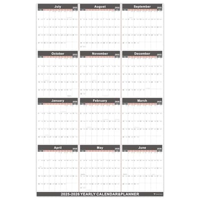 Jaarkalender 2025-2026 XL - Wandkalender met Dikke Pagina's
