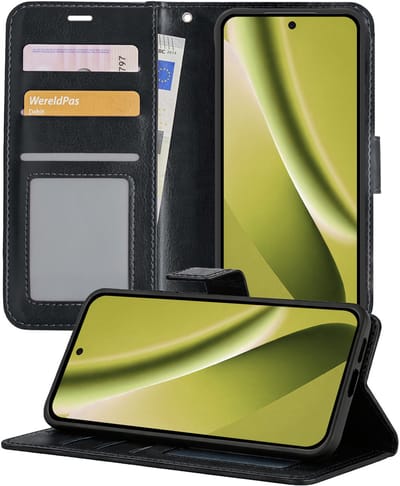 Hoesje - Met Pasjeshouder - Geschikt voor Google Pixel 10a - Luxe Bookcase Portemonee - Flip Case - Kunstleer Book Case - Flipcase - Book Cover - Walletcase - Portemonneehoes - Telefoonhoesjes - Zwart