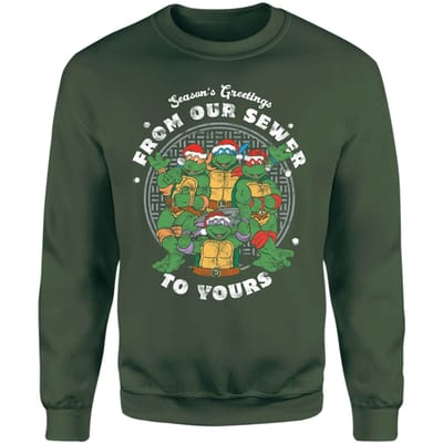 Teenage Mutant Ninja Turtles Sewer Season's Greetings Christmas Jumper - Green - XS