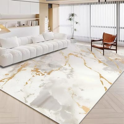 Luxe Wit Marmer Tapijt voor Woonkamer Scandinavische Gouden Decoratie Huis Tapis Antislip Wasbare Kleden voor Slaapkamer Ins Vloermat 140*200cm