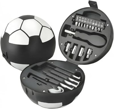 20-delige gereedschapsset in voetbalvorm, schroevendraaierbits en doppen, multifunctionele reparatieset, eenvoudig te gebruiken voor autoreparaties en -afstellingen.