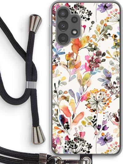Case Company® - Hoesje met koord geschikt voor Samsung Galaxy A13 4G hoesje met Koord - Wilde grassen - Telefoonhoesje met Zwart Koord - Bescherming aan alle Kanten en Over de Schermrand