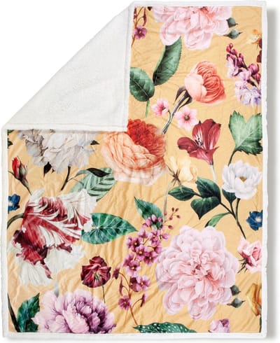 Luxe Bloemenprint Plaid 130x160 cm - Descanso Oker - Polyester - Voor 1 Persoon