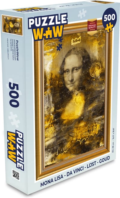 Puzzel Mona Lisa - Da Vinci - Lijst - Goud - Legpuzzel - Puzzel 500 stukjes