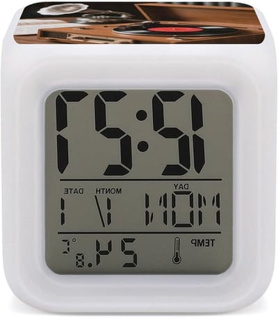 Platenspeler Wekker - Digitale Klok - Wakker Worden - 7 Kleuren Nachtlampje - Niet Gespecificeerd - Wit