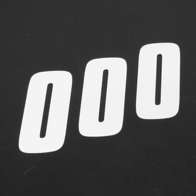 Lot de 3 sticker autocollant numéro de course zéro 0 blanc Blackbird 100x50 pour moto