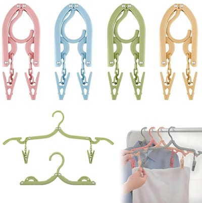 Dailygoods- Kleerhanger Ruimtebesparend - Opvouwbaar - Antislip - Draagbare Kleding - Set van 4 - Ideaal voor Reizen - Reiskleerhanger