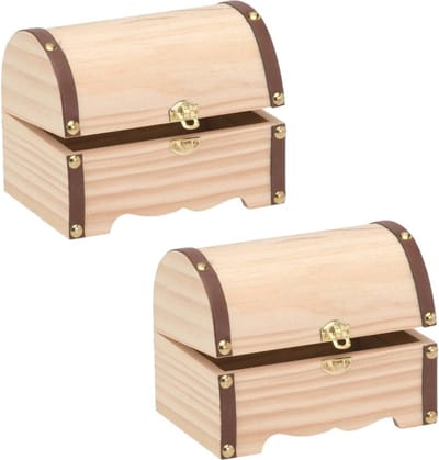 Houten kistje - 2x stuks - ronde deksel - 18 x 13 x 13 cm - Houten opberg kistjes - Zelf schilderen - versieren