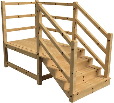 MILANO buitentrap 4 gesloten treden H71 cm - bordes L189 x B120 cm - trapleuning links en rechts - bordesleuning rechts en achteraan