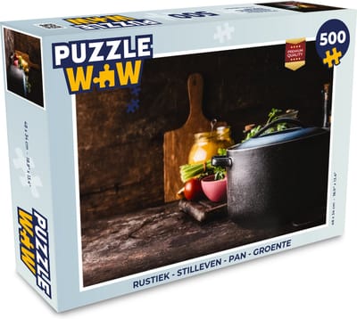 Puzzel Rustiek - Stilleven - Pan - Groente - Legpuzzel - Puzzel 500 stukjes