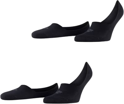 Burlington Everyday 2-Pack onzichtbar eenkleurig katoen multipack footies heren zwart - maat 43-44