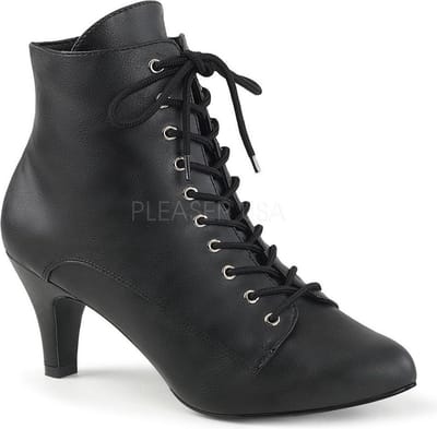 Divine-1020 enkellaars met veters en korte hak mat zwart - (EU 44 = US 13) - Pleaser Pink Label