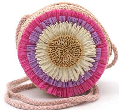 She life style - Geweven tas voor kinderen - bloem -12,5 x 7 cm - roze