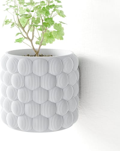 Fleuriek - Hangpot voor aan de muur - Witte Hangende bloempot voor plantenwand - Decoratieve wandpot binnen - Decoratieve wandpot binnen, plantenpot - D12 cm - Wit