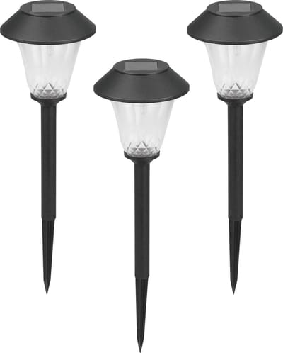 Luxform - St. Tropez - Tuinlampen 3 stuks - Solar - 5 Lumen - Zwart - Werkend op zonne-energie