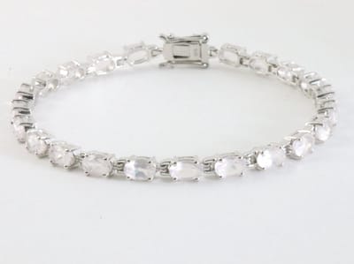 Zilveren tennisarmband met rozenkwarts