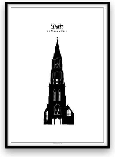 Delft stadposter - Zwart-wit