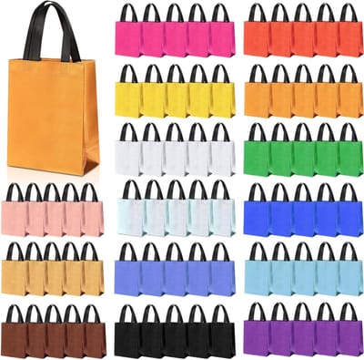 Herbruikbare Geschenkzakjes - Goodiebags Cadeautasjes - Feestelijke Verpakking - Versterkte Bodem - 75 Stuks - Gemengde Kleuren