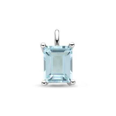 Zilveren gerhodineerde hanger sky blue topaas 14,5 mm - 1340976