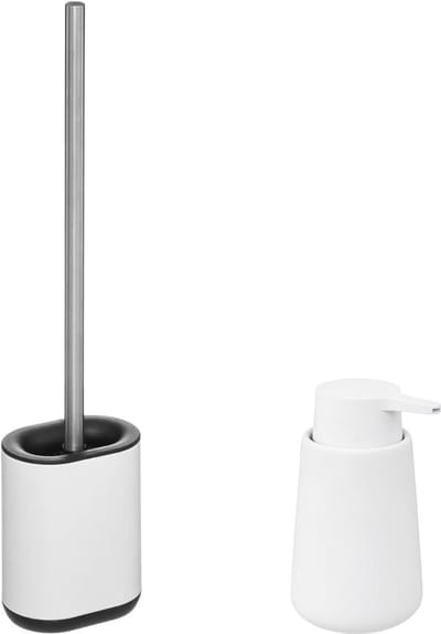 5Five - WC-/toiletborstel in houder - wit - Zeeppompje 250 ml