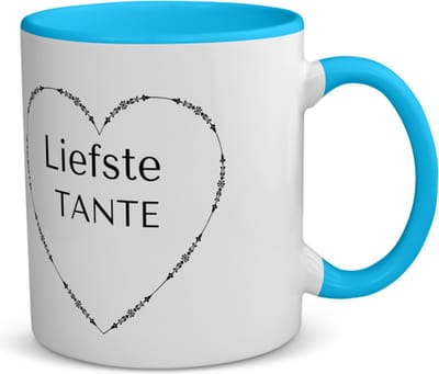 Akyol - liefste tante koffiemok - theemok - blauw - Tante - de liefste tante - verjaardag - cadeautje voor tante - tante artikelen - kado - geschenk - 350 ML inhoud