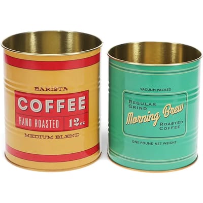 Rex London Retro Storage Tins- Bewaarblikken Medium - Vintage Coffee - Geel/Groen