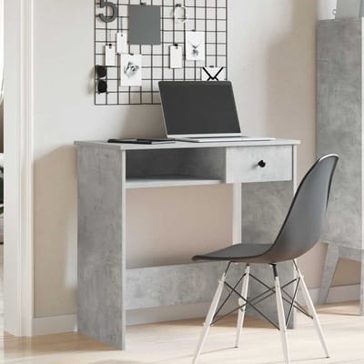 vidaXL - Bureau - 80x40x75 - cm - bewerkt - hout - betongrijs
